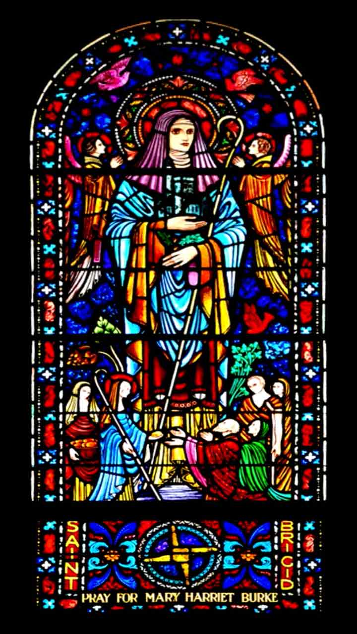 Stained glass at Sacred Hearth church