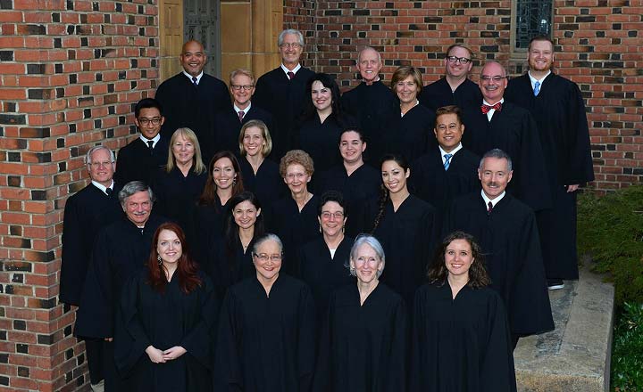 Choir standing outside of church